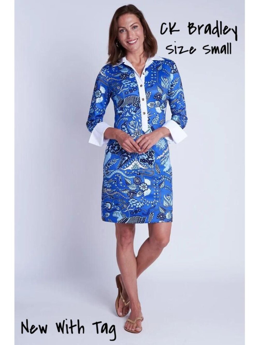 CK Bradley Floral Dress Size Small - Blue & White New With Tag